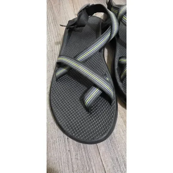 Chacos Mens Z1 Outdoor Sandal Adjustable Double Strapped Gray/Lime Green 13 - Picture 10 of 11